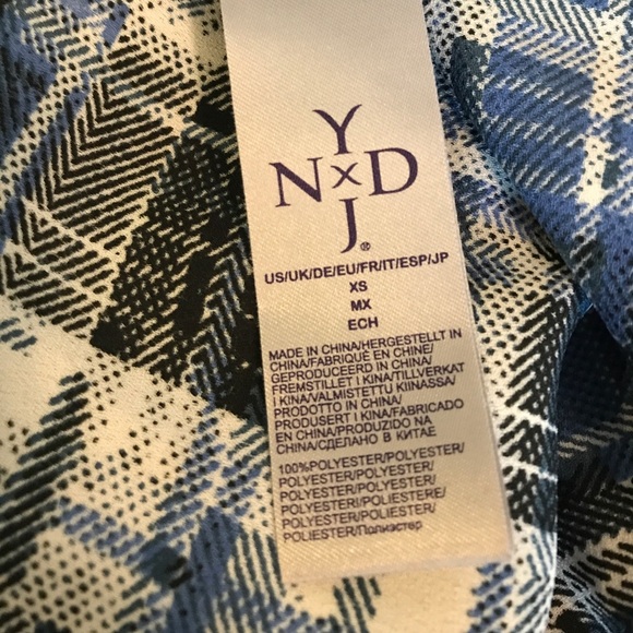 NYDJ women’s extra small blouse, pintuck, plaid blue - Picture 6 of 13